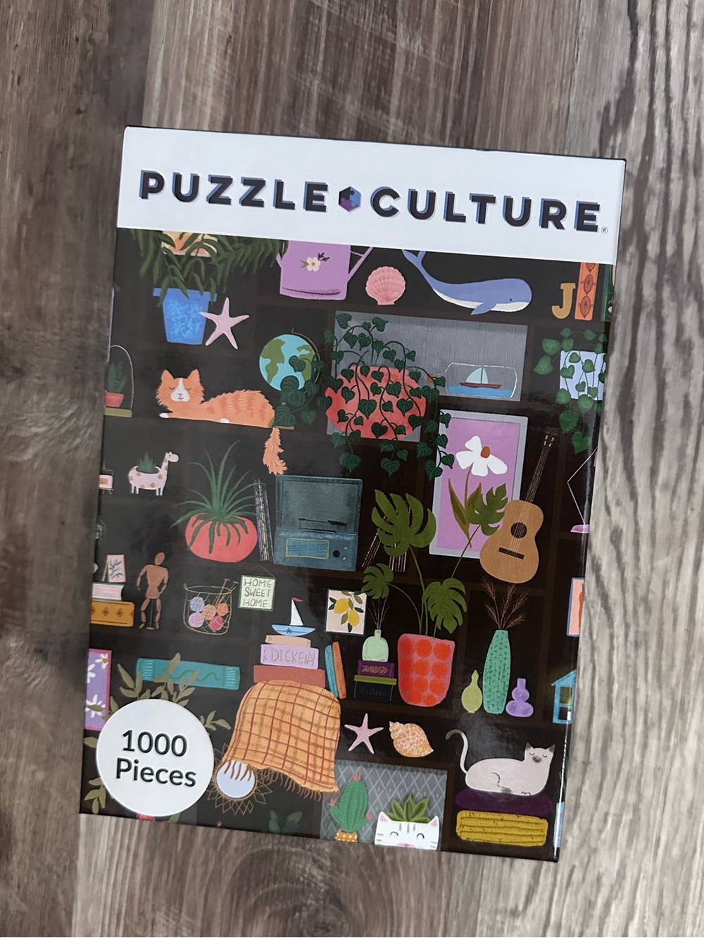 Puzzle Culture 1000-Piece Jigsaw Puzzle - Black Illustrated Home Scene